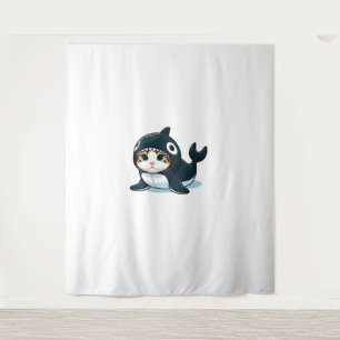 Cat in Orca Costume Tapestry