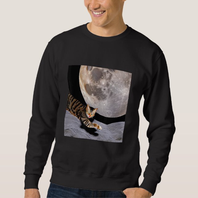 Cat In Outer Space Cute Kitten Kitty Strange Desig Sweatshirt (Front)