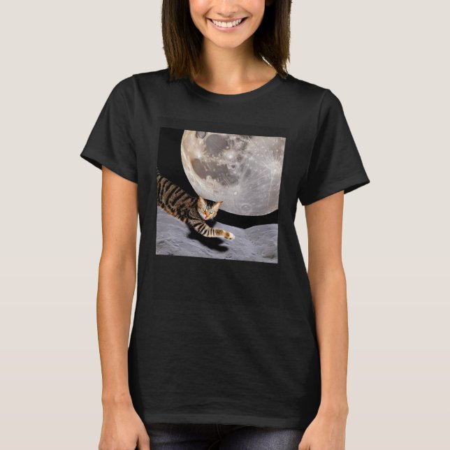 Cat In Outer Space  Cute Kitten Kitty Strange T-Shirt (Front)