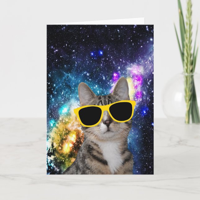 Cat in Outer Space Greeting Card (Front)