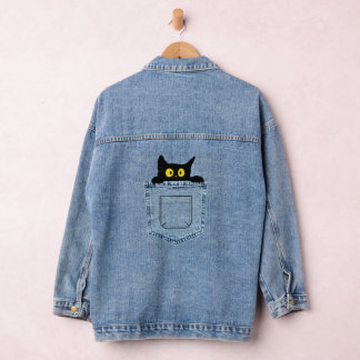 Cat in packet denim jacket
