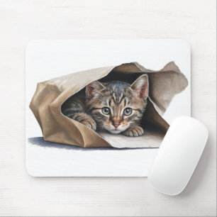 Cat In Paper Bag Mouse Pad