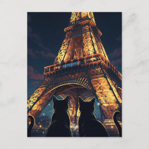 Cat in Paris Eiffel Tower Postcard