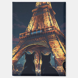 Cat in Paris Eiffel Tower Postcard Magnet