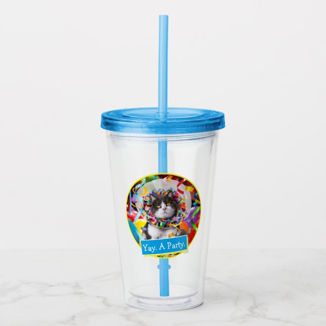 Cat In Party Cone Acrylic Tumbler (Front)