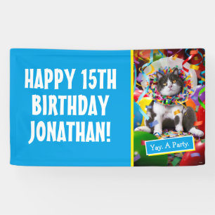 Cat In Party Cone Banner