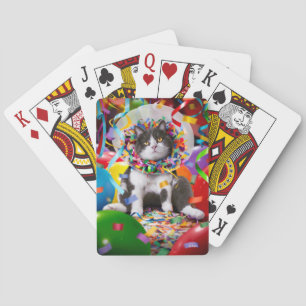 Cat In Party Cone Playing Cards