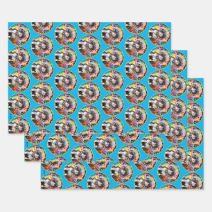 Cat In Party Cone Wrapping Paper Sheet