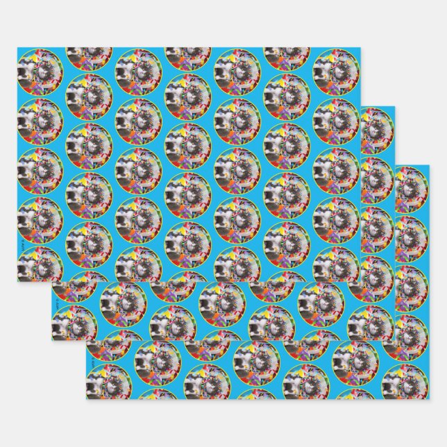 Cat In Party Cone Wrapping Paper Sheet (Set)
