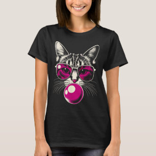 Cat In Pink Glasses Pink Bubble Cats T-Shirt