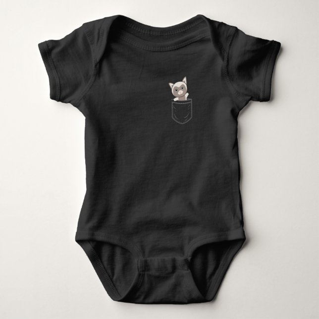 Cat In Pocket Cute Cats In Breast Pocket Baby Bodysuit (Front)