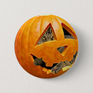 Cat in Pumpkin 6 Cm Round Badge