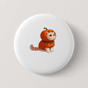 Cat in Pumpkin Costume for Halloween 6 Cm Round Badge