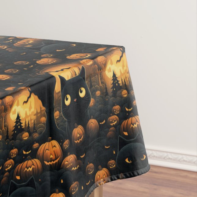 Cat in Pumpkin Patch Tablecloth (In Situ)