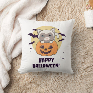 Cat In Pumpkin Sweet Cats Happy Halloween Cushion