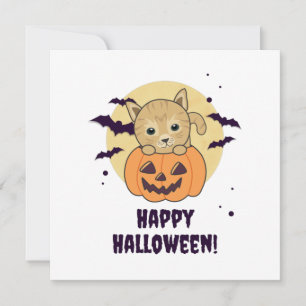 Cat In Pumpkin Sweet Cats Happy Halloween Invitation