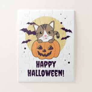 Cat In Pumpkin Sweet Cats Happy Halloween Jigsaw P Jigsaw Puzzle