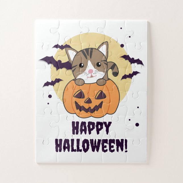 Cat In Pumpkin Sweet Cats Happy Halloween Jigsaw P Jigsaw Puzzle (Vertical)