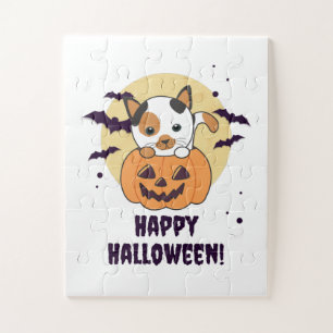 Cat In Pumpkin Sweet Cats Happy Halloween Jigsaw Puzzle