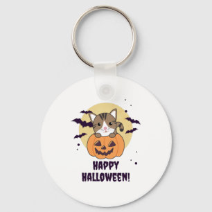 Cat In Pumpkin Sweet Cats Happy Halloween Key Ring