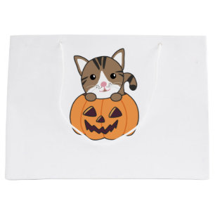Cat In Pumpkin Sweet Cats Happy Halloween Large Gift Bag