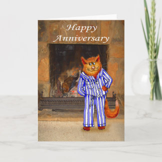 Cat in Pyjamas, Happy Anniversary Card
