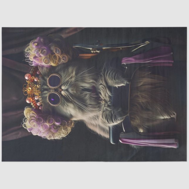 Cat in Salon with Personality Decoupage Tissue Paper (Front)