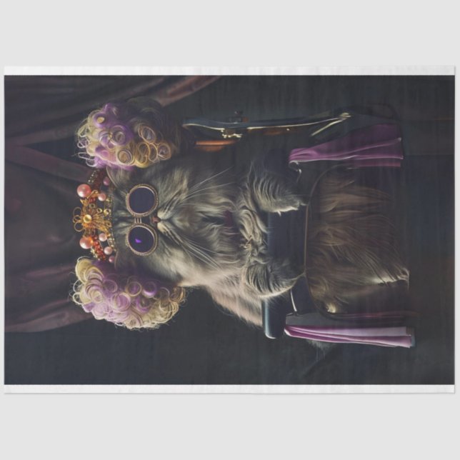 Cat in Salon with Personality Decoupage Tissue Paper (Front)