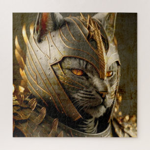 Cat in Samurai Helmet. Jigsaw Puzzle