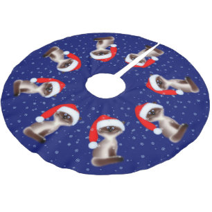 Cat in Santa Hat Brushed Polyester Tree Skirt