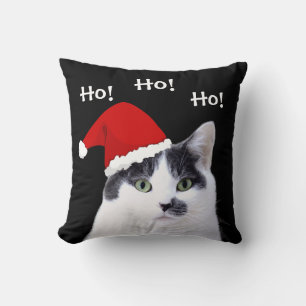 Cat in Santa Hat Christmas Cushion