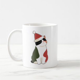 Cat in Santa Hat – Cute Holiday Illustration Coffee Mug