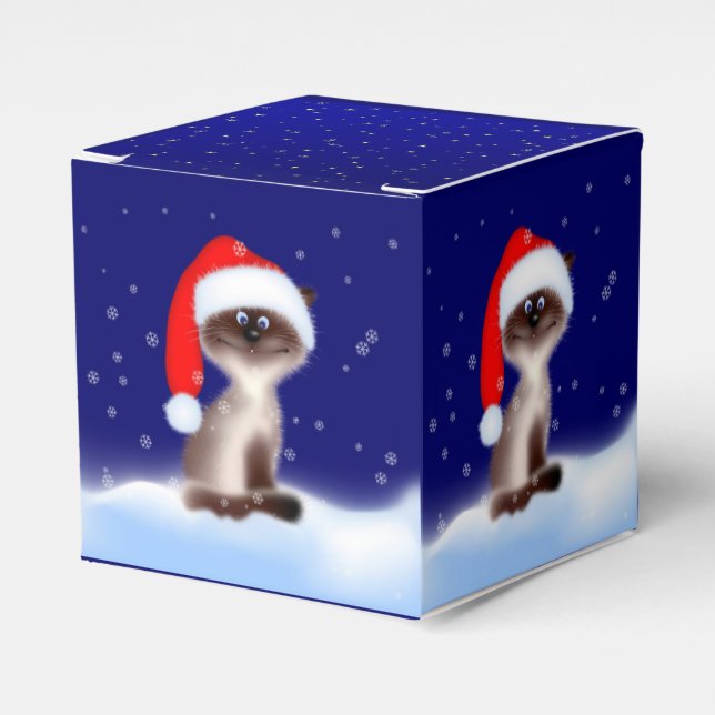 Cat in Santa Hat  Favour Box (Front Side)
