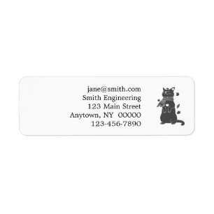 Cat in scarf prepares for winter-Choose back colou Return Address Label