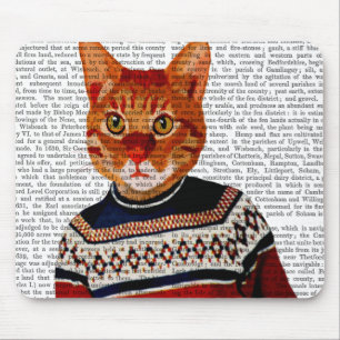 Cat in Ski Sweater 2 Mouse Pad
