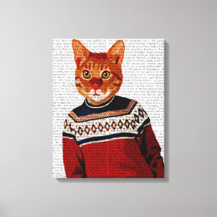 Cat in Ski Sweater Canvas Print