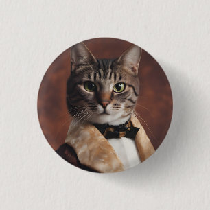 Cat in Smoking Jacket 3 Cm Round Badge
