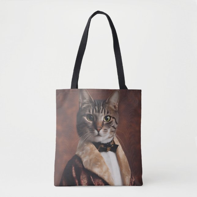 Cat in Smoking Jacket Tote Bag (Front)