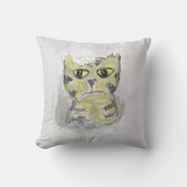 Cat in Snow Folk Art Painting Winter Design Cushion (Front)