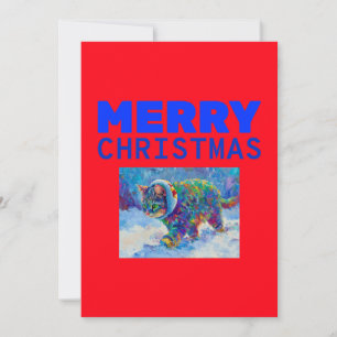 Cat in Snow Wearing Ear Muffs Holiday Card