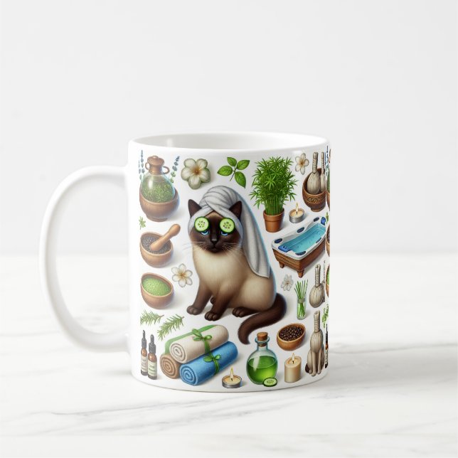 Cat in Spa party for Siamese Cat Lovers  Coffee Mug (Left)