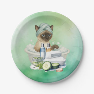 Cat in Spa party for Siamese Cat Lovers Paper Plate