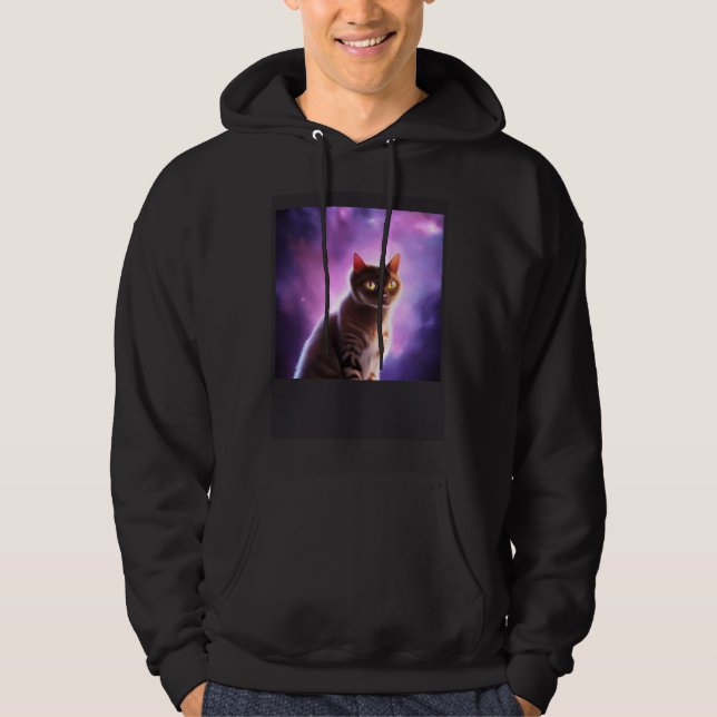 Cat in Space Purple Galaxy Hoodie (Front)