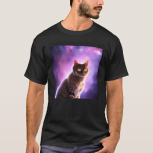 Cat in Space Purple Galaxy T-Shirt