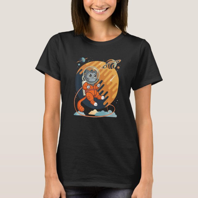Cat in Space Space Cat Nerdy  4 T-Shirt (Front)