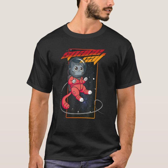 Cat in Space Space Cat Nerdy T-Shirt (Front)