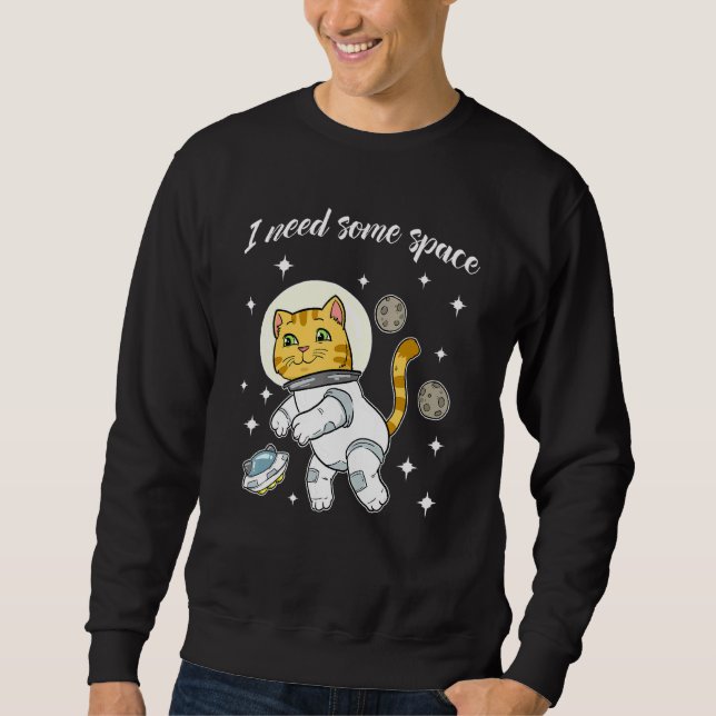 Cat In Space Ufo Galaxy Universe Cosmos Kitten Sweatshirt (Front)