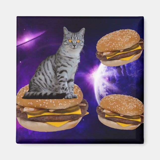 CAT IN SPACE WITH CHEESEBURGERS magnet (Front)