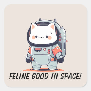 Cat in Spacesuit -Feline good in space Square Sticker