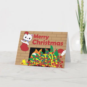 Cat in stocking Christmas Card